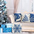 thumbnail image 2 of DecorX Juego de 4 fundas de almohada navideñas azules de 45,7 x 45,7 cm, estilo rústico, de lino, para sofá, con decoraciones navideñas azules., 2 of 5