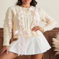 thumbnail image 3 of Chandail à Ruban pour Femmes Col Rond Doux Tricot Manches Longues Blouses Mignonnes Nœud 3D Pull Tricoté pour Adolescentes Mode Décontractée pour Printemps Automne Hiver, 3 of 9