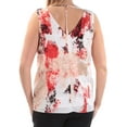 thumbnail image 2 of BAR III $50 Womens New 1390 Ivory Printed V Neck Top L B+B, 2 of 2