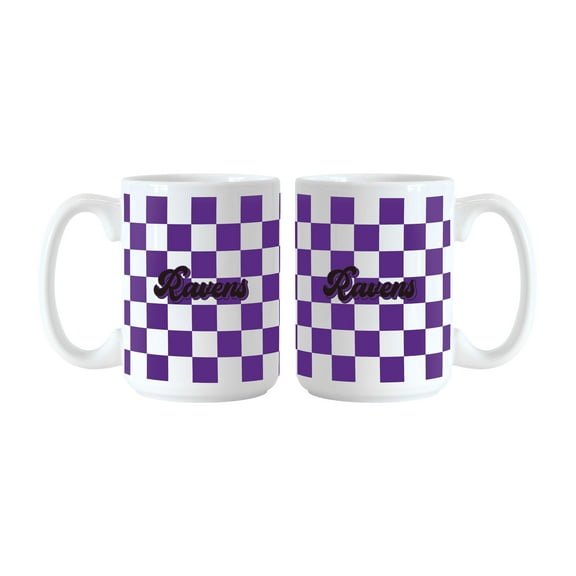 Baltimore Ravens 2-Pack 15oz. Checkered Wordmark Mug Set