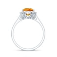 thumbnail image 2 of Pear Shaped Lab Grown Orange Sapphire Cocktail Ring with Diamond Halo - AAAA Grade, 10K White Gold, US 4.50, 2 of 8