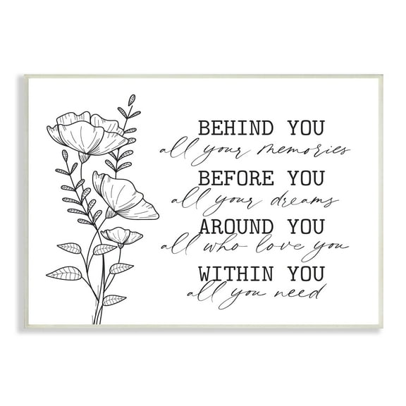 Stupell Industries Floral Blossoms Loving Quote Behind Before Around Within Graphic Art Unframed Art Print Wall Art, Design by Lettered and Lined