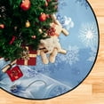 thumbnail image 5 of GZHJMY Snowflakes Flowers Blue Christmas Tree Mat, Round Christmas Tree Stand Mat Decoration for Holiday Party Home Christmas Day Ornaments Floor Door, 28.3", 5 of 6