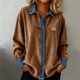 thumbnail image 2 of MEICHEN Button Down Shirts Women Flannel Casual Button Up Denim Patchwork Shirt Long Sleeve Turndown Collar Distressed Loose Blouse Tops for Women Trendy, 2 of 7