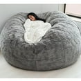 thumbnail image 3 of Up to 65 off!Yyuenw Bean Bag Chair Cover Large Circular SoftFluffy Comfortable Velvet Sofa Cover For Living Room Bedroom Office Home Decoration ONLYCover NO FILLER 180cmx90cm, 3 of 5