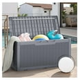 thumbnail image 6 of SONGMY 100 Gallon Resin Deck Box with Cushion, Waterproof Outdoor Storage Box with Lockable Lid for Garden Tools, Patio Cushions (Gray), 6 of 7