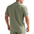 thumbnail image 3 of Chiccall Mens Button Up Shirts Lightweight Breathable Short Sleeve Shirt Solid Summer Vacation Beach Tops Army Green L, 3 of 5