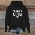 thumbnail image 2 of Wang6 Graphic Hoodies for Womens Loose Camping Mode Letter Pirnted Hooded Pullovers Sweatshirts Trendy Fall Long Sleeve V Neck Tops with Pocket Black S, 2 of 3
