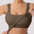 thumbnail image 2 of MESSUEN Sports Tank Tops for Women Workout Tank Tops Women Built in Bra Square Neckline Muscle Sports with Chest Pads Suspenders Womens Summer Tops Casual Ladies Summer Tops Beige L, 2 of 7