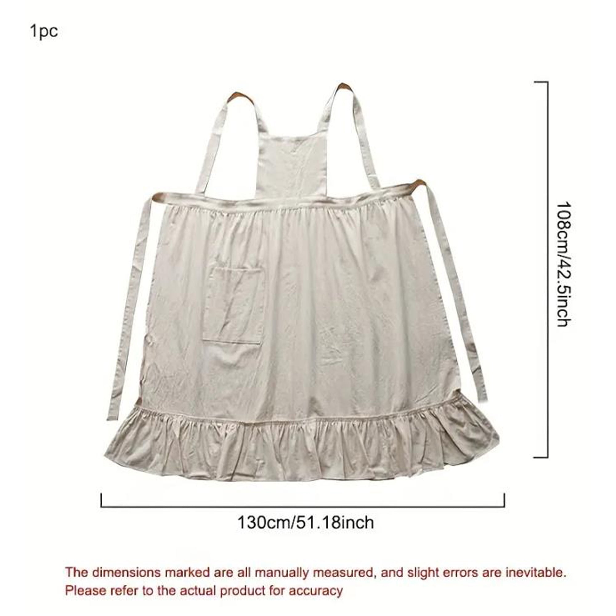 nvzhuang Women Kitchen Aprons Waist Strap Solid Color/Striped Cooking Baking Cleaning Apron