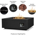 thumbnail image 4 of Real Flame Aegean 36" Square Steel Propane or Natural Gas Fire Pit Table in Black, 4 of 9