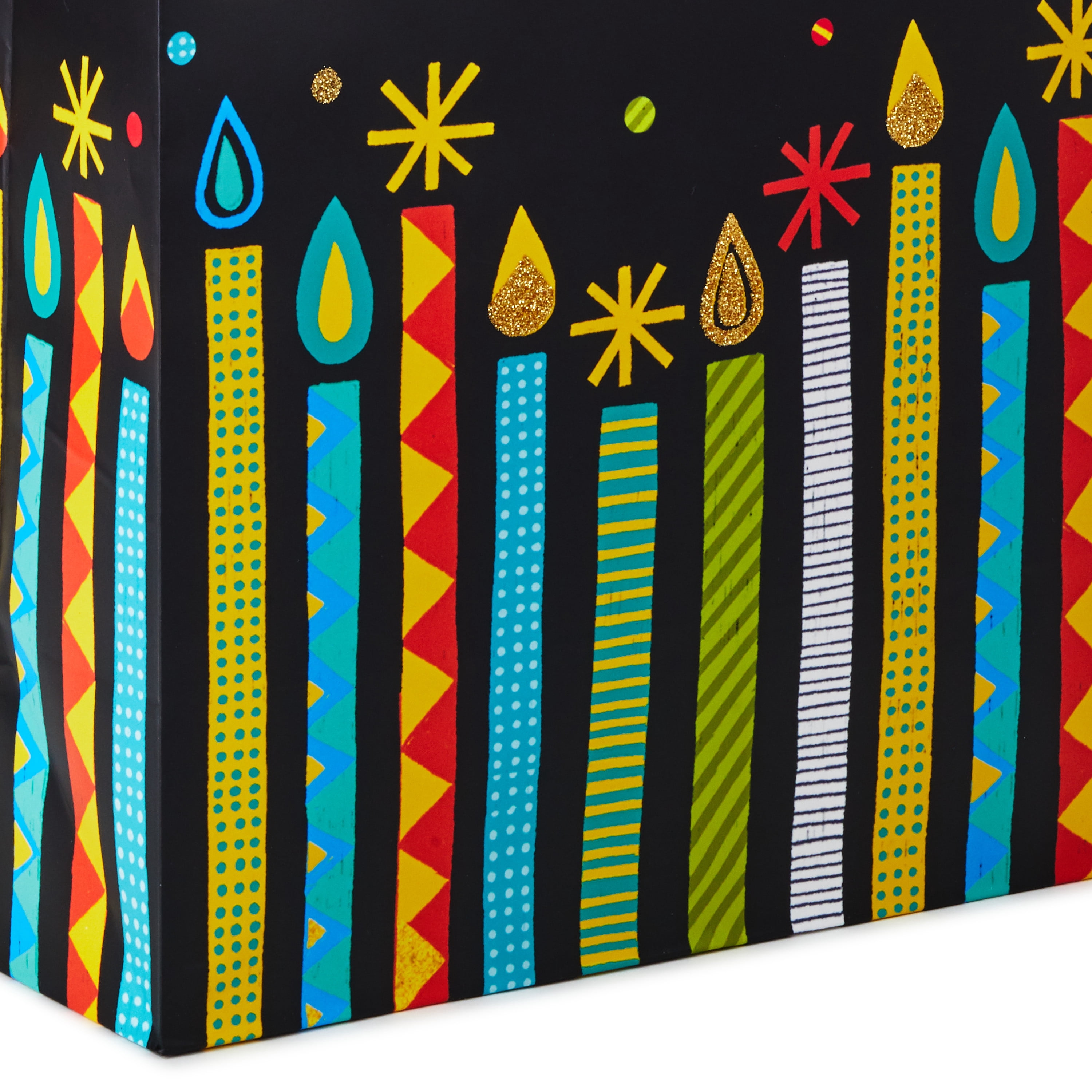 Hallmark 13" Large Birthday Gift Bag (Black and Silver, Candles)