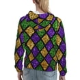 thumbnail image 7 of Balery Mardi Gras Shiny Green Purple Pattern Womens Long Sleeve Hoodie, Pullover Hooded Sweatshirt, Kangaroo Pocket Hoodie with Eye-catching Drawstrings-XX-Large, 7 of 7