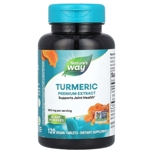 Nature's Way | Cúrcuma, Extracto premium, 500 mg, 120 tabletas, Suplemento para el apoyo en las articulaciones