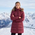 thumbnail image 4 of HVEOO Women's Long Winter Down Coat Thicken Fleece Lined WaterproofPuffer Jacket, Burgundy M, 4 of 8