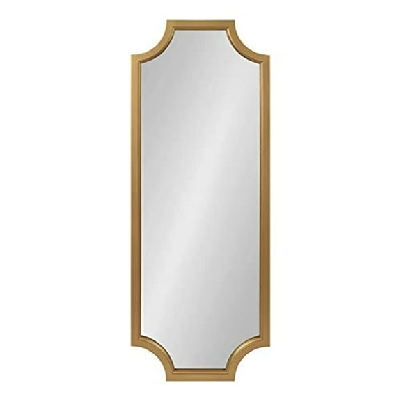 Kate and Laurel Hogan Wood Framed Full-length Wall Mirror with Scallop Corners, 18x48 Inches, Gold