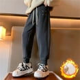thumbnail image 2 of Little Girls Pants Casual Elastic High Waisted Loose Fit Pockets Kid Children Cargo Sweatpants Streetwear Winter Warm Pants Daily Versatile Sportwear, 2 of 9