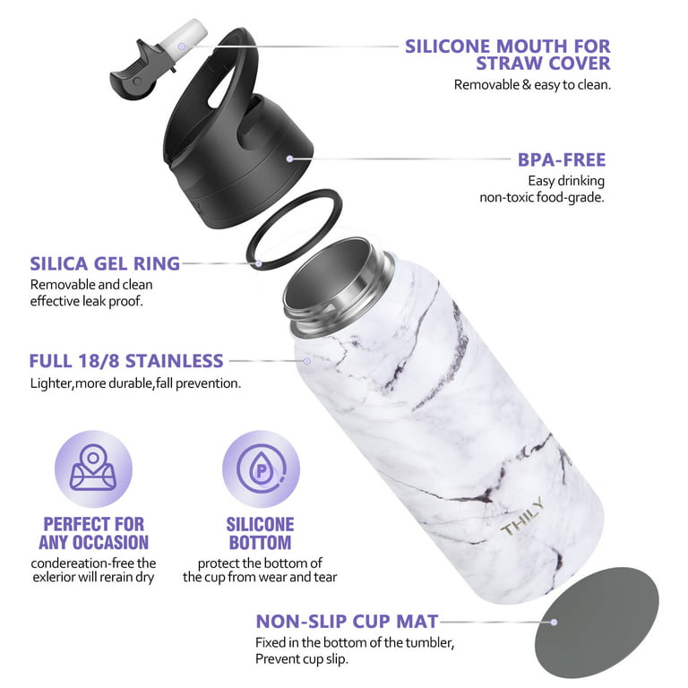 Volhoply Insulated Water Bottles with Straw Bulk 4 Pack, 22 oz Stainless  Steel Sports Bottle with Ha…See more Volhoply Insulated Water Bottles with