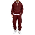 thumbnail image 2 of SELONE Mens 2 Piece Sets Joggers Big and Tall Full Zipper Hoodies Solid Cargo Pant with Pockets Fall Fashion Tracksuit, 2 of 9