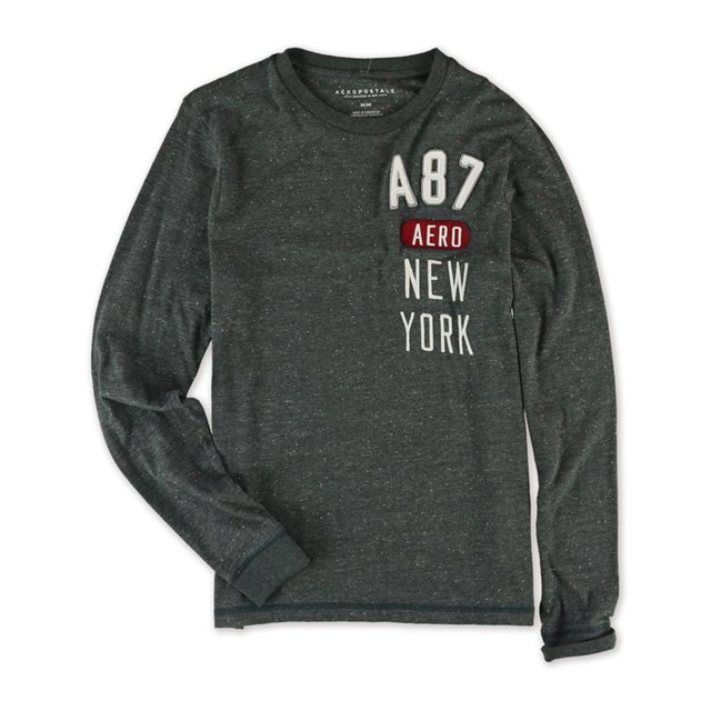 Camiseta Aeropostale A87 New York Adornada Hombre Gris Mediano