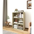 thumbnail image 3 of Engineered Wood Standing Book Shelf, Three Tier Open Shelf Bookcase, Wood Wide Bookshelf for Living Room, Office, Bedroom, Milky White, 3 of 12