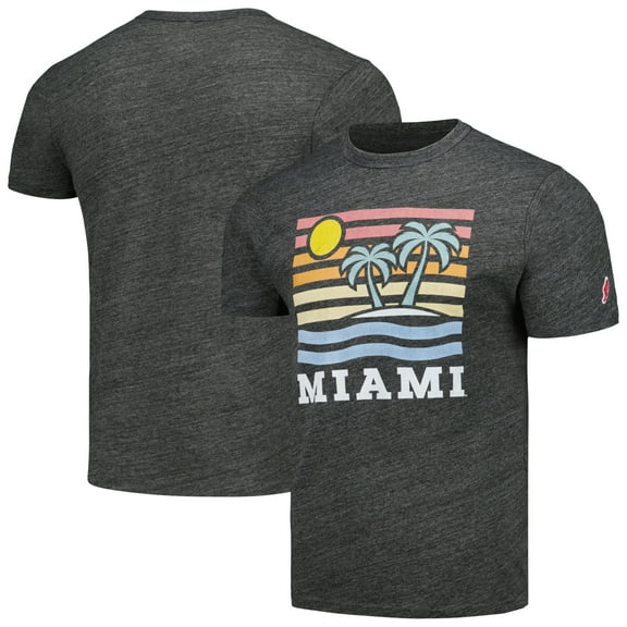 Men's League Collegiate Wear Heather Charcoal Miami Hurricanes Hyper Local Victory Falls Tri-Blend-T-Shirt
