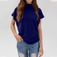 thumbnail image 5 of HAJWOH Women's Half Turtleneck Sleeve T-Shirt Solid Color Mock Neck Dolman Short Sleeve Top Casual Fashion Loose Shirt, 5 of 6