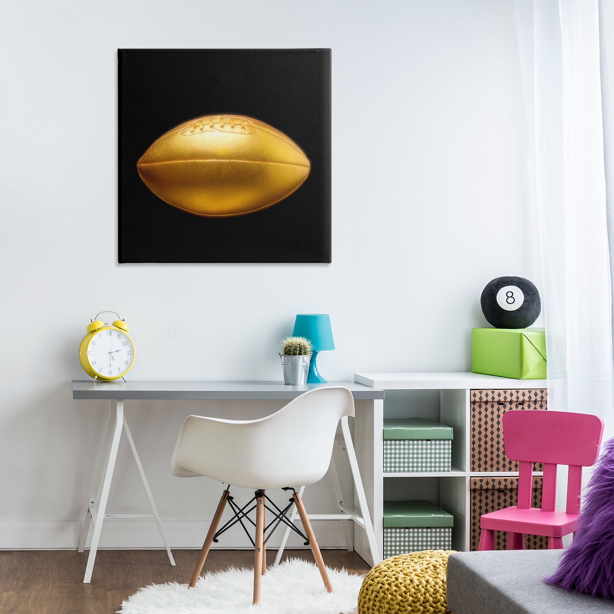 Stupell Industries Gold Designer Football Sports Painting Wrapped Canvas Art Print Wall Art, 30 x 30
