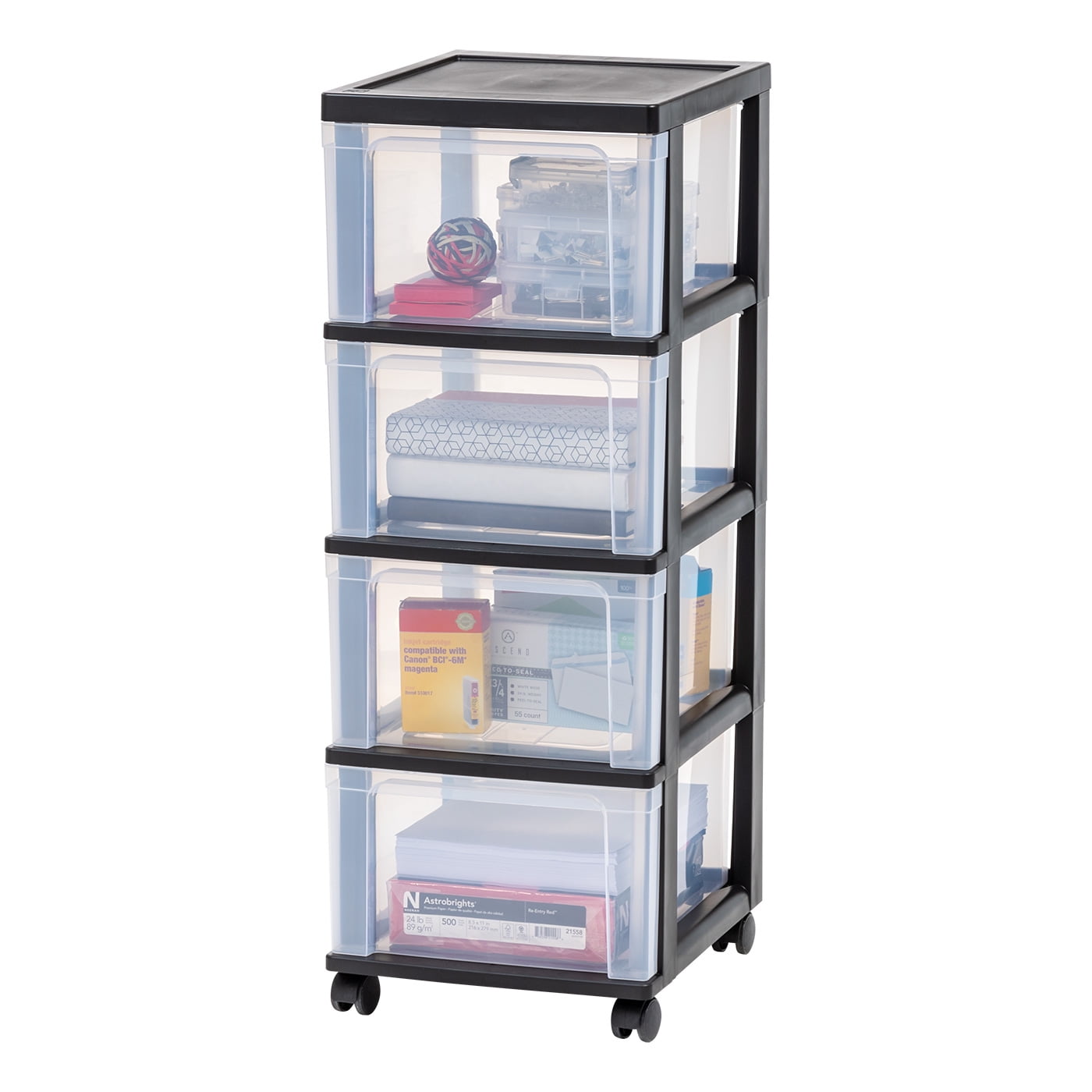IRIS USA 4 Drawer Small Storage Cart 1 Pack Black