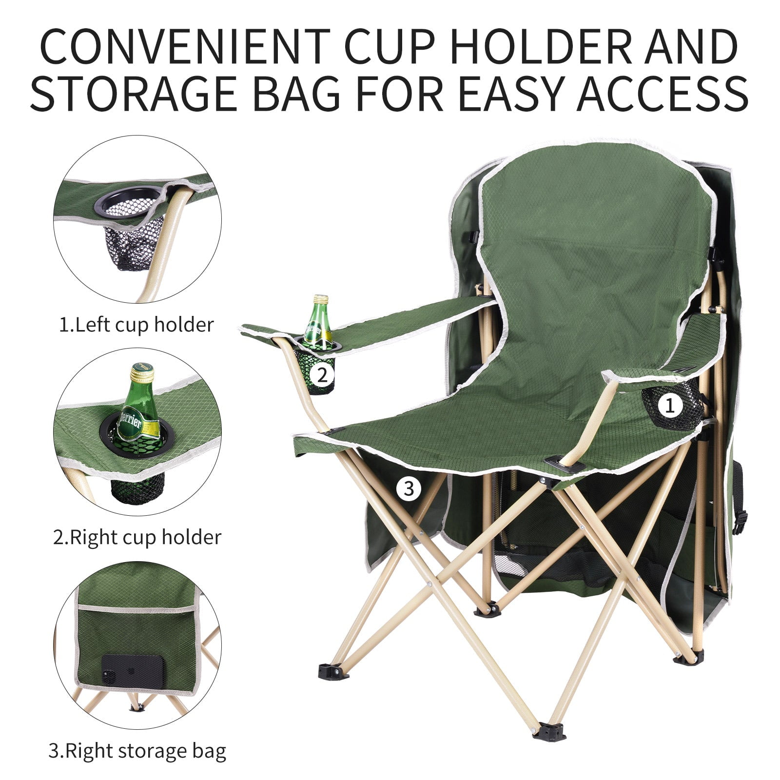 CycloneSound Portable Folding Camping Chair with Canopy Adjustable Shade for Beach, Camping, and Outdoor Activities