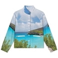 thumbnail image 4 of Jackets for Women Winter Coat Jackets Flannel Stand Collar Jacket(Tropical Paradise Beach,Size:S-4XL), 4 of 7