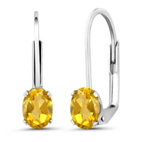 Gem Stone King 925 Sterling Silver Yellow Citrine Earrings for Women (0.80 Cttw, Gemstone Birthstone, Oval 6X4MM)