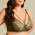 thumbnail image 2 of Women's Minimizer Bra Full Coverage Sheer Lace Bra Underwire Unlined Bra(Green,38E), 2 of 5