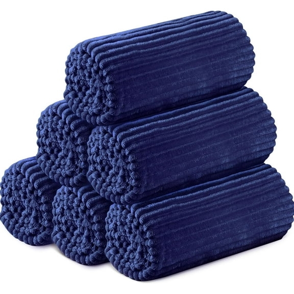 6 Pcs Flannel Throw Blanket Bulk 50 x 60 in Sleepover Blankets Outdoor Wedding Throw Lightweight, Oeko-TEX Standard 100 Certified for Sofa Donation Homeless Gifts (Navy)