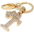 thumbnail image 2 of Sometheme Special Rhinestone Stud Initial Letter charm Keychain in Gold Tone, 2 of 5
