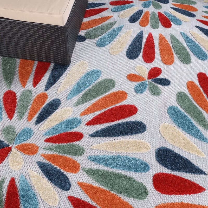 Superior Marigold Oversized Floral Indoor Outdoor Runner Rug, 2' 3" x 8', Multicolor