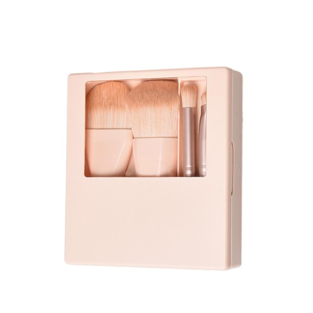 Easy-taken Travel Makeup Brush Set, 5pcs Mini Complete Function Cosmetic Brushes Kit (5pcs With Mirror),jxlgv