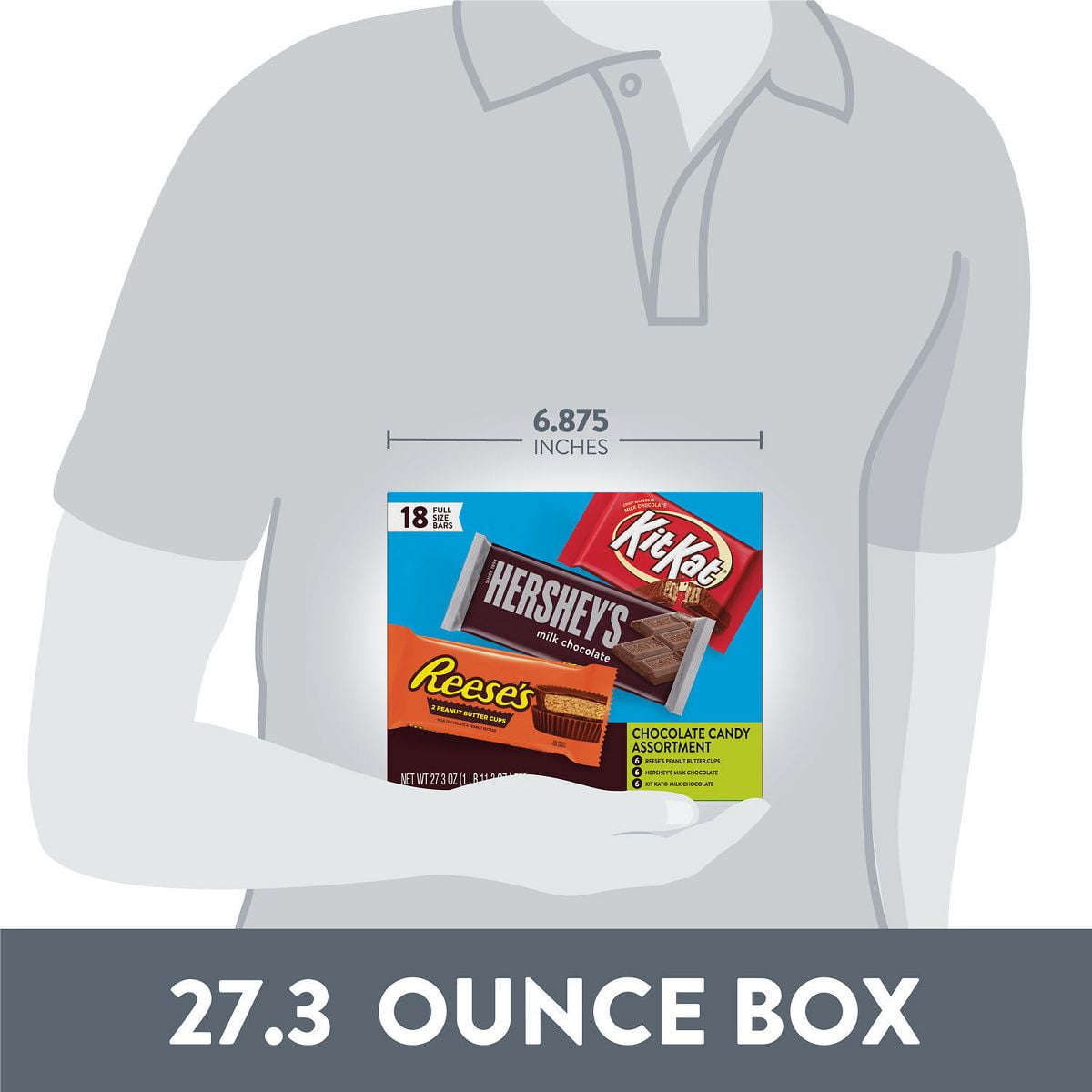Reese's, Hershey's and Kit Kat Milk Chocolate Candy Bars Variety Pack - 18ct - Pack of 2