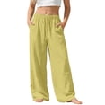 thumbnail image 2 of Lovzfmll Girl's Pants, Linen Drawstring Wide Leg Loose Fit with Pockets, Casual Pants for Little Girls 7-8 Years, 2 of 7