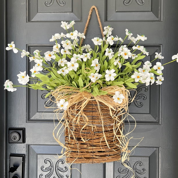 Corona de primavera Ehuebsd para decoración de pared Cesta de flores colgante