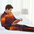 thumbnail image 6 of Uemuo Sunset Valley Western Cowboy Pattern 2-Piece Loungewear Set - Men’s Soft Sleepwear, Cozy Winter PJs, Comfy Sleep Set-X-Large, 6 of 7