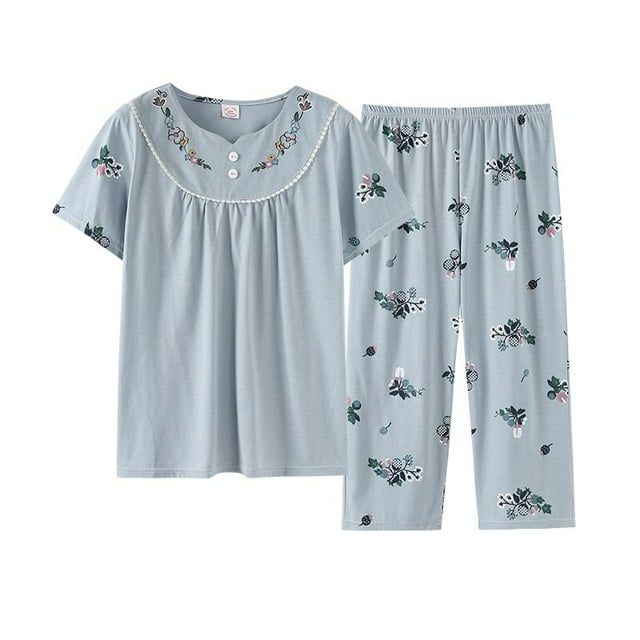 REDHOTYPE Fashion Print Pyjama Set Femmes 100% Coton Casual Home Pyjamas Plus Size Cool Short Sleeves M-XXXL Homewear