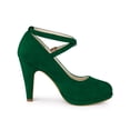 thumbnail image 3 of BLISSFUL STEP Chaussures pour Femmes Plateforme Bout Rond Bride Croisée Fermeture à Boucle Talon Aiguille Escarpins Mary Jane Vert 9,5, 3 of 7