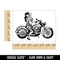 thumbnail image 2 of Pinup Woman Biker on Motorcycle Rectangle Rubber Stamp Stamping Scrapbooking Crafting - Small 1.7in, 2 of 7
