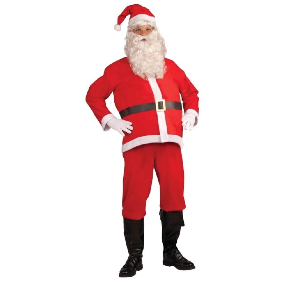 5 Piece Cheap Santa Suit Set Christmas Santa Claus Costume With Beard Adult Size (XLarge