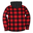 thumbnail image 4 of Bwdbhd Mens Jackets Lightweight Men's Full Zip Hooded Flannel Jacket Button Cotton Plaid Jacket Outdoor Coat for Men Red,2XL, 4 of 5