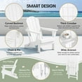thumbnail image 6 of WestinTrends Malibu 5-Piece HDPE Adirondack Chair Outdoor Patio Square Table Conversation Set, White, 6 of 15