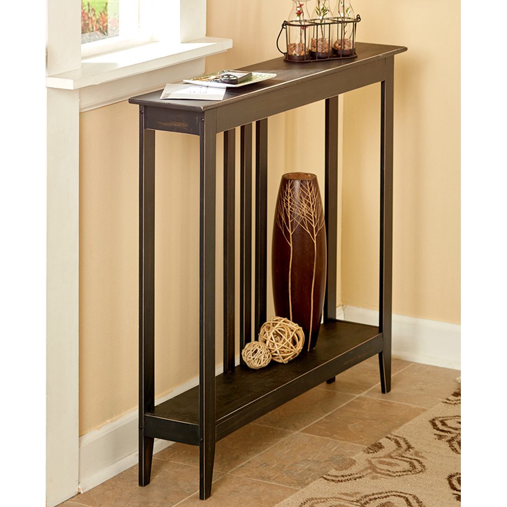 Slim Entryway Home Accent Table with Antique Finish Black Walmart