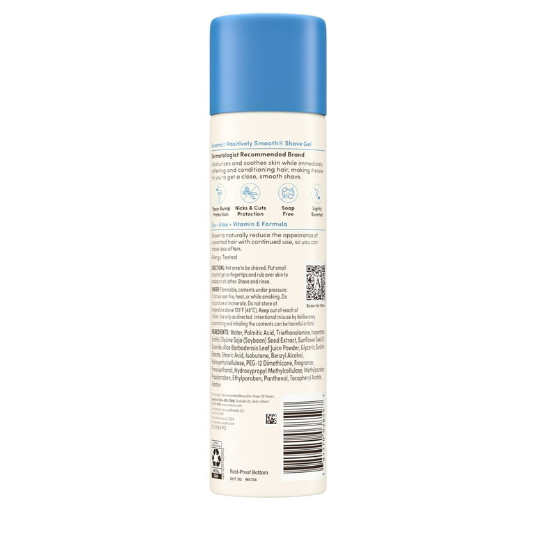 Aveeno Positively Smooth Shaving Gel with Aloe, Moisturizing, Lightly  Scented, 7 oz - Walmart.com