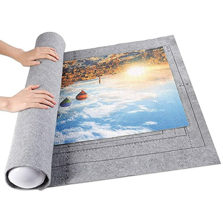 Jigsaw Puzzle Mat Roll Up - 1000 500 Pieces Saver Large Puzzles Board for  Adult Kids Storage and Transport Premium Pump Black Puzzle Glue Felt Mat  Inflatable Tube Cover Keeper Pad Holder